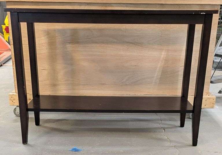 Rectangular Wooden Console Table with Glass Insert Top., 43"L x 15"W x 29.5"H