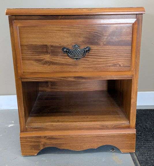 Wooden End Table with Metal Accents, 18"L X 14"W x 21.5"H, 5" Drawer Depth