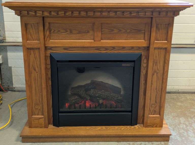 Electric Fireplace with Wooden Mantel, 48"L x 17"W x42" H