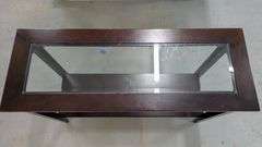 Rectangular Wooden Console Table with Glass Insert Top., 43"L x 15"W x 29.5"H