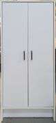 Four Shelf Two-Door Storage Cabinet, White, 24"L x 12"W x 54"H