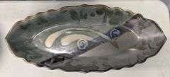 Decorative Ceramic Oval Platter, by Pogorila, 17"x7"x2.5"