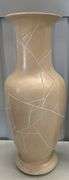 Signed Mid Century Modern Ceramic Vase with Crackle Design by Guy De Pelteau, 15"