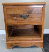 Wooden End Table with Metal Accents, 18"L X 14"W x 21.5"H, 5" Drawer Depth