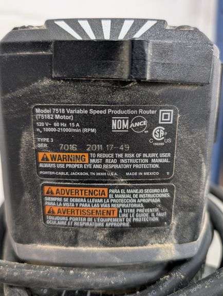 Porter-Cable Model 7518 Variable Speed Production Router