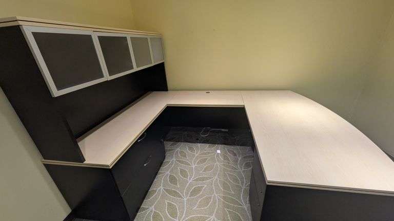 L-Shaped Office Desk with Hutch, 100"Lx 72" Wx 66"H