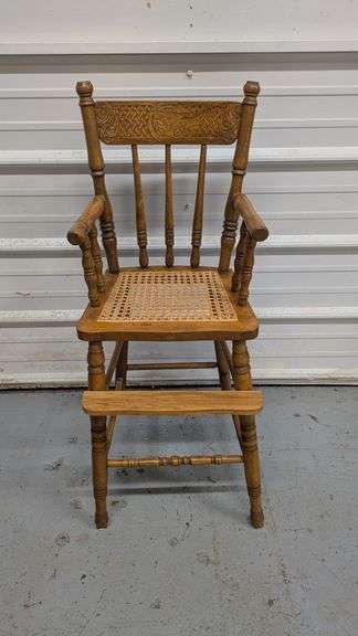 Vintage Wood High Chair, 15"L x12.5"W x36"H