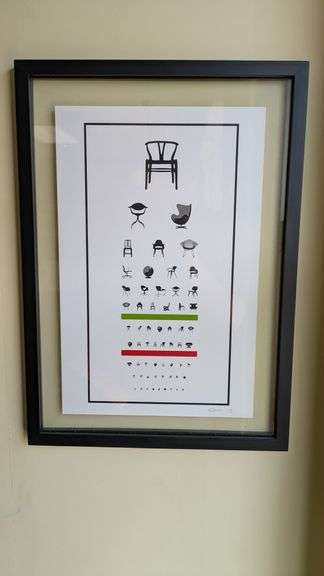 Framed Art Print of Iconic Chair Designs, 15" x 21"