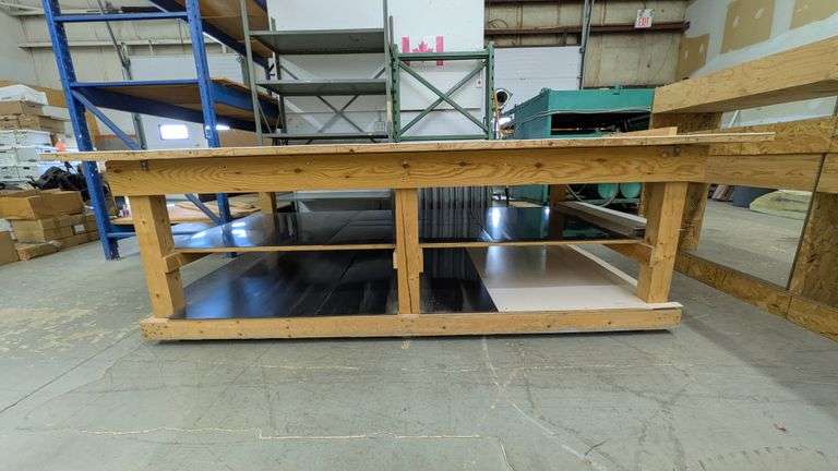Industrial Cutting Table with Storage, 109"L x 61"W x 34.5" H