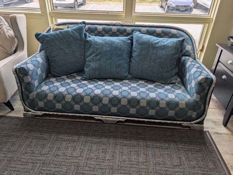 Vintage Blue Patterned Loveseat