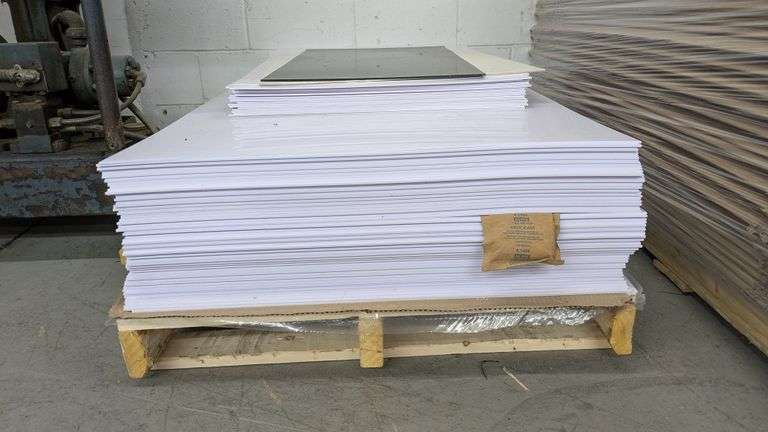 Pallet of Bulk White Plastic Sheets