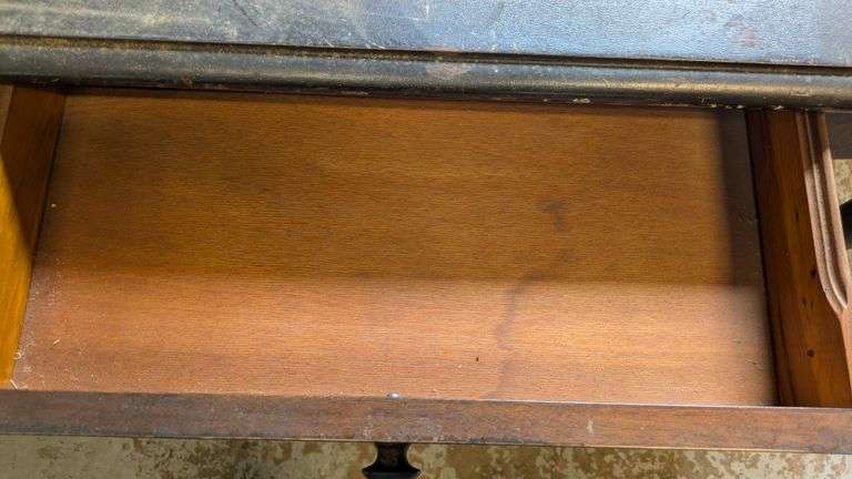 Vintage Wood Table with Single Drawer, 46"L x26"W x 31.5"H