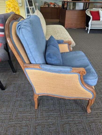 Vintage Blue Upholstered Armchair