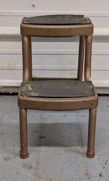 Vintage Metal Step Stool, 15"H