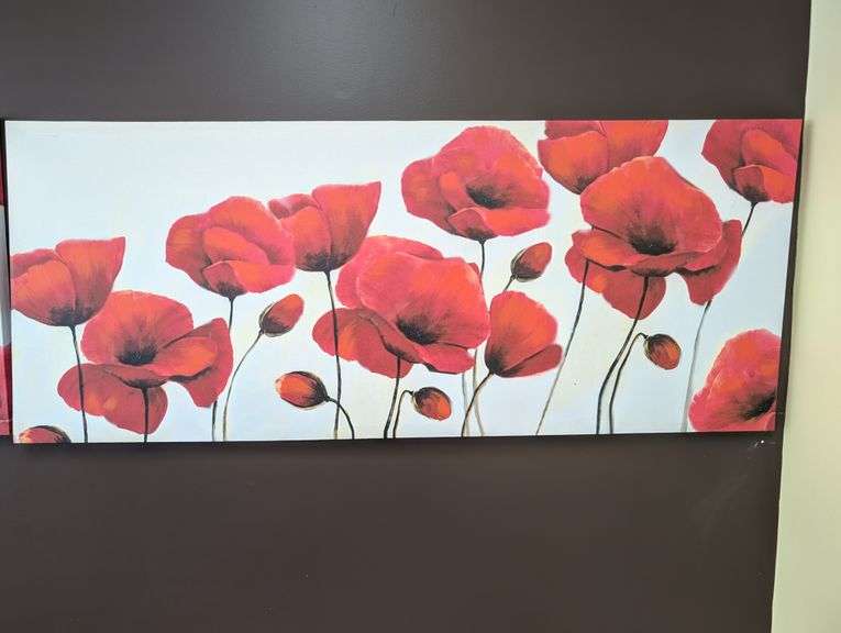 Vibrant Floral Canvas Wall Art with Red Poppies