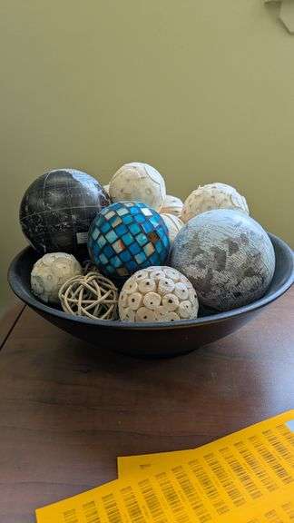 Decorative Bowl with Assorted Decorative Balls