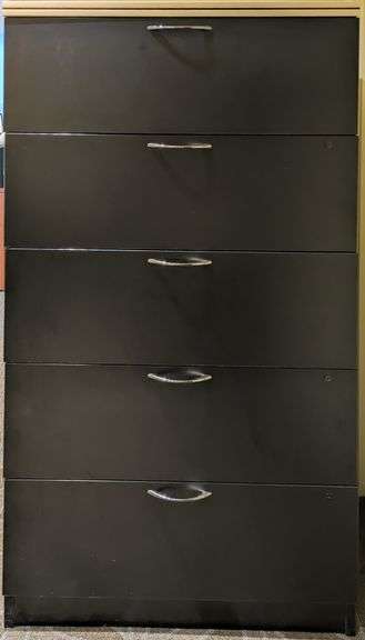 Black Wood Filing Cabinet, 36"L x 24"W x 64"H