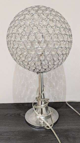 Contemporary Table Lamp with Spherical Shade and Crystal Accents