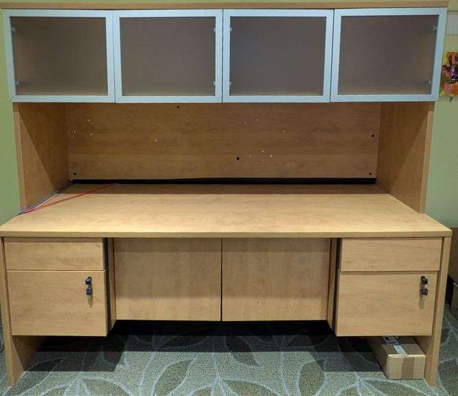 Wooden Office Desk with Attached Hutch, 72" x 20"x 64"