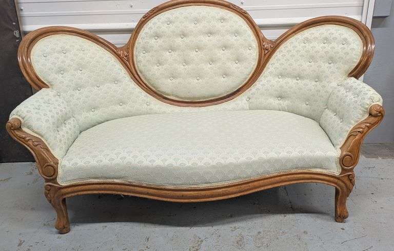 Vintage Upholstered Sofa with Wooden Frame, 57"L x 23"W x 35"H