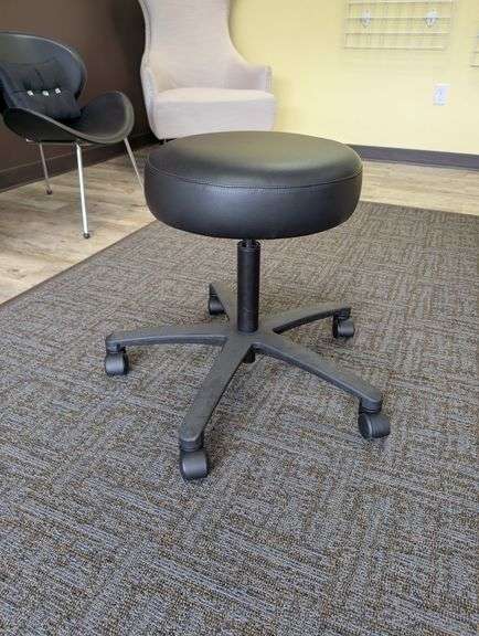 Round Black Adjustable Swivel Stool with Wheels
