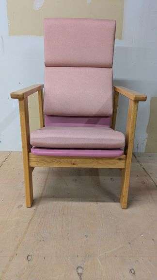 Pink Upholstered Wooden Armchair 24" x 25" x 42"