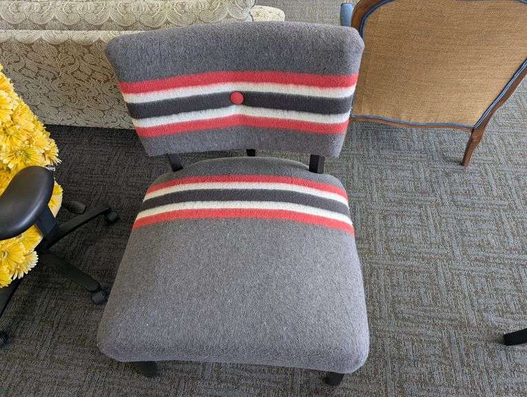Striped Upholstered Accent Chair