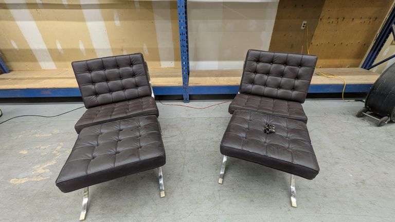 Pair of Modern Leather Lounge Chairs