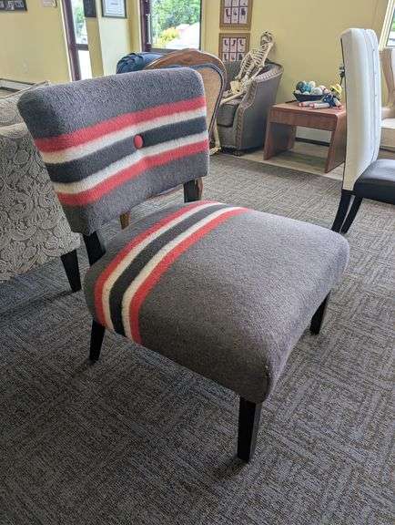 Striped Upholstered Accent Chair