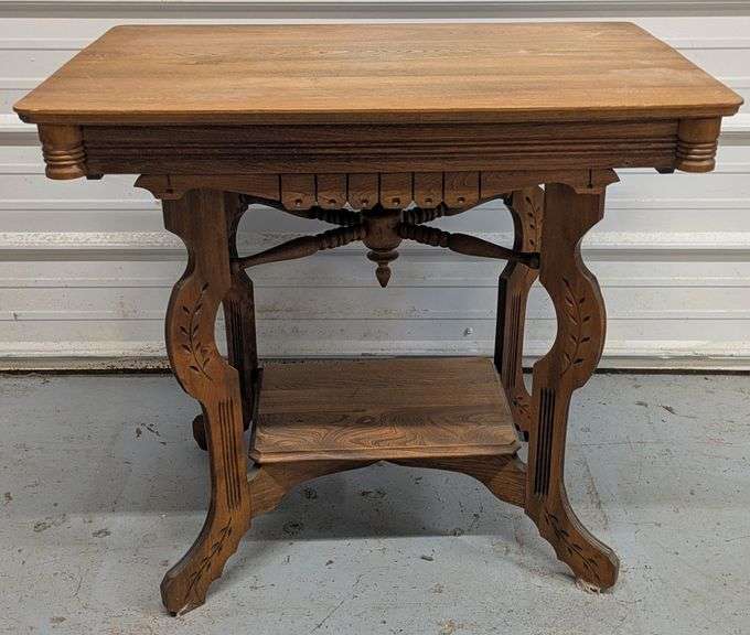Vintage Wooden Side Table, 32"L x 22"W x28.5"H