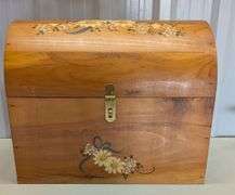 Decorative Wood Chest with Hand-Painted Floral Design, 15.5"L x10"W x 13"H