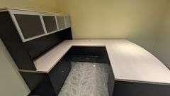 L-Shaped Office Desk with Hutch, 100"Lx 72" Wx 66"H