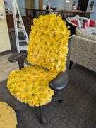 Floral Office Chair and Pouf Set