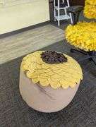Floral Office Chair and Pouf Set