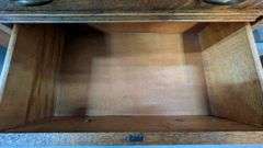Antique Wood Curio Cabinet with Secretary Desk, 35"L x15"W x65"H