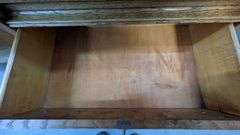 Antique Wood Curio Cabinet with Secretary Desk, 35"L x15"W x65"H