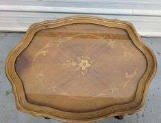 Vintage Wood Side Table with Ornate Carvings and Removable Glass Top, 27"L x 20"W x18"H