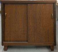 Vintage Wood Cabinet with Sliding Doors, 44" x 15" x 42"