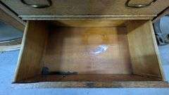 Antique Wood Curio Cabinet with Secretary Desk, 35"L x15"W x65"H