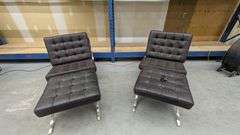 Pair of Modern Leather Lounge Chairs