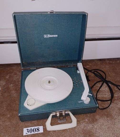 Vintage Emerson portable record player, working Mark Van Hook, Auctioneer