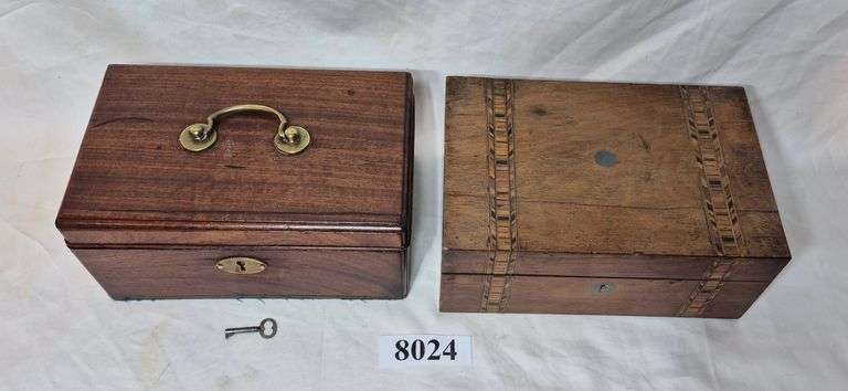 Two antique wood boxes