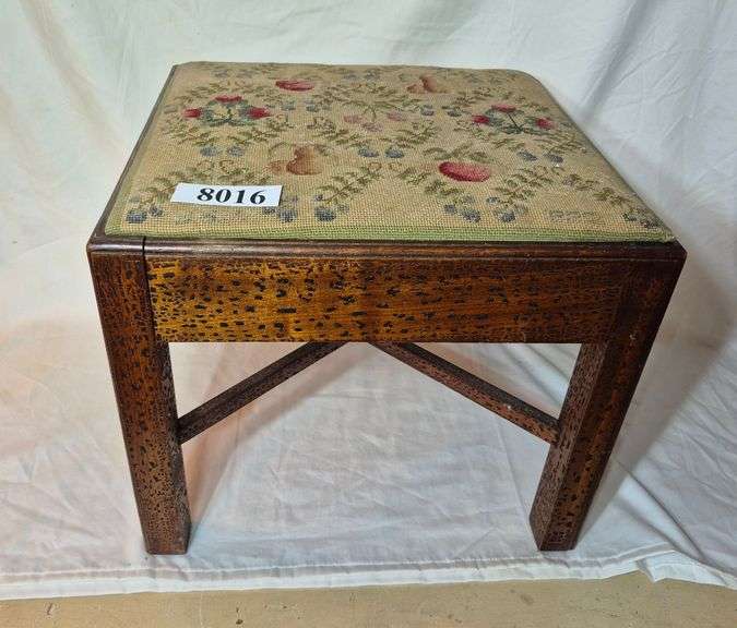 Needlepoint top footstool