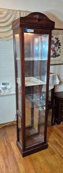 Side load lighted mirrored back curio cabinet