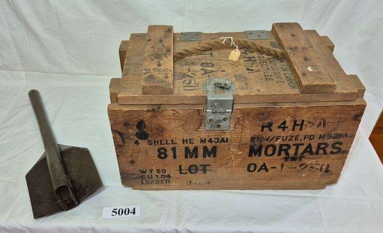 Morter shells crate, folding trenching shovel