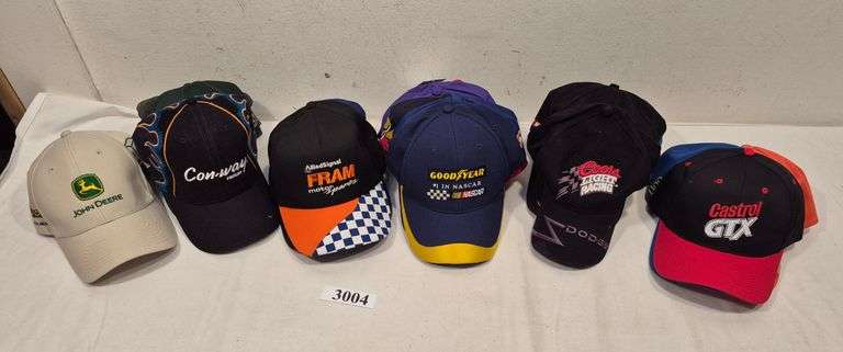 Baseball hats including many Nascar
