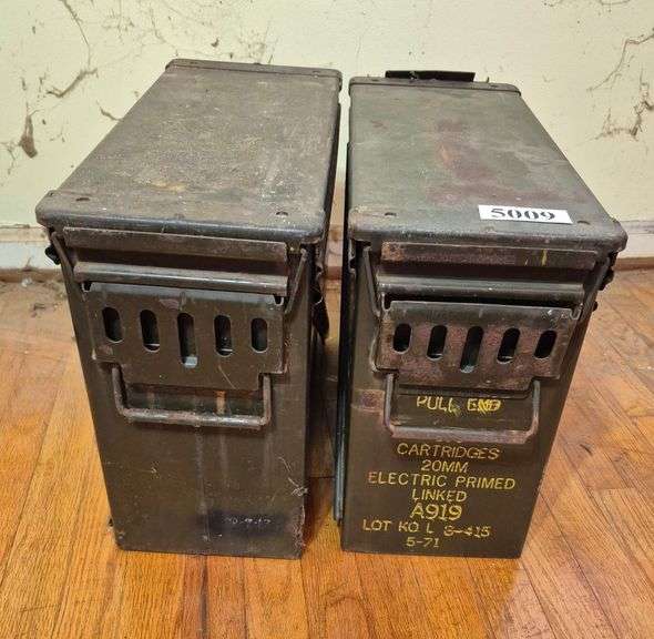 Two large metal ammunition crates