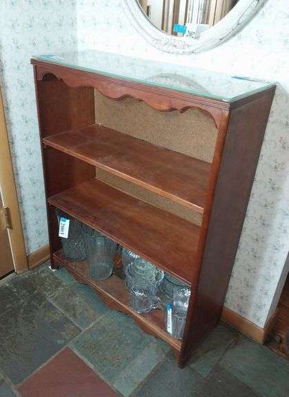 Maple? Bookshelf with glass top protector