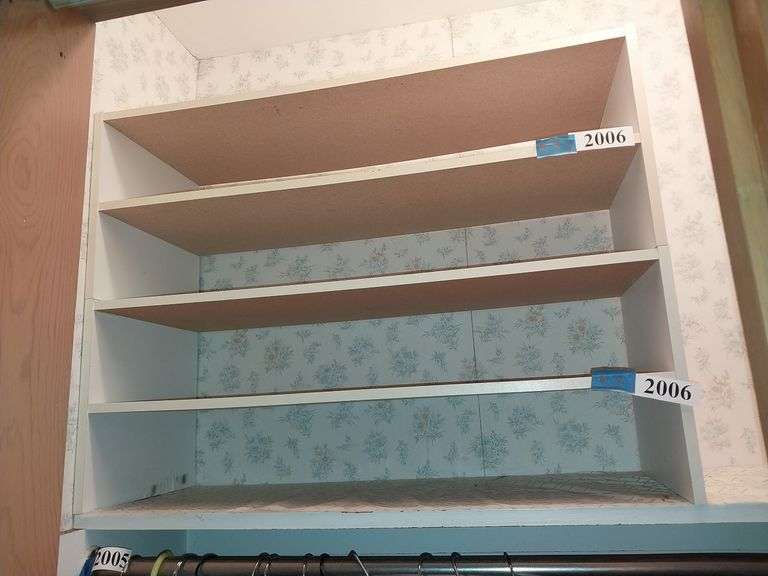 2 stackable laminate shelf units