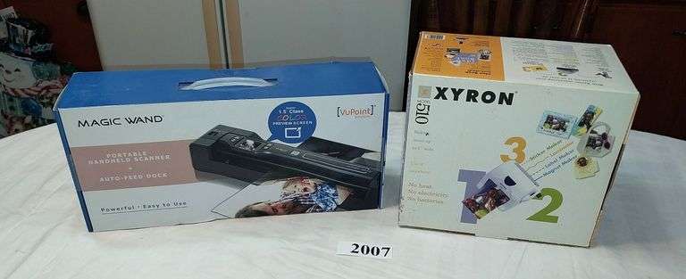 Magic wand portable handheld scanner sealed in box, xyron model 510 laminator, sticker/ label/magnet